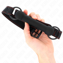 KINK - MORDAZA DE HUESO CON CORREA DE PIEL SINTÉTICA NEGRA AJUSTABLE 41-57 CM