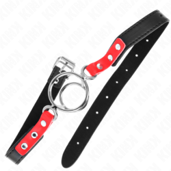 KINK - MORDAZA CON MÚLTIPLES ANILLOS DE ADENTRO 4 / 4,8 CM ROJO 38 X 56 CM