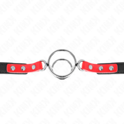 KINK - MORDAZA CON MÚLTIPLES JUNTAS TÓRICAS 4 / 4.8 CM ROJO AJUSTABLE 38 X 56 CM