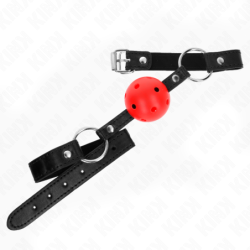 KINK - BOLA ROJA DURA Y HUEGA DE 4,5 CM, MODELO DE MORDAZA 1 (63,5 X 2 CM)