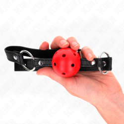 KINK - BOLA ROJA DURA Y HUEGA DE 4,5 CM, MODELO DE MORDAZA 1 (63,5 X 2 CM)