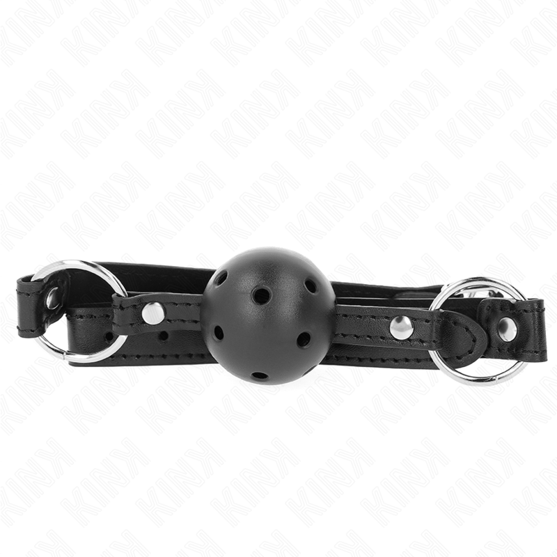 KINK - BOLA NEGRA DURA Y HUEGA DE 4,5 CM, MODELO DE MORDAZA 1 (63,5 X 2 CM)