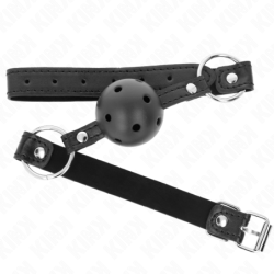 KINK - BOLA NEGRA DURA Y HUEGA DE 4,5 CM, MODELO DE MORDAZA 1 (63,5 X 2 CM)