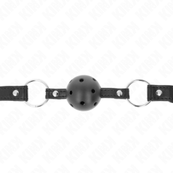 KINK - BOLA NEGRA DURA Y HUEGA DE 4,5 CM, MODELO DE MORDAZA 1 (63,5 X 2 CM)