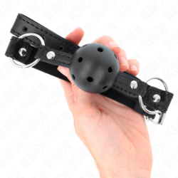 KINK - BOLA NEGRA DURA Y HUEGA DE 4,5 CM, MODELO DE MORDAZA 1 (63,5 X 2 CM)