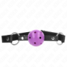 KINK - BOLA HUECA DURA DE COLOR MORADO DE 4,5 CM, MORDAZA DE 63,5 X 2 CM