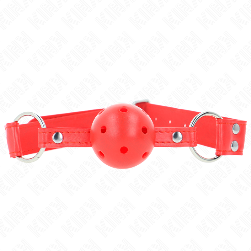 KINK - MORDAZA DE BOLA ROJA HUECO Y RÍGIDO COMPLETA 62 x 2 CM