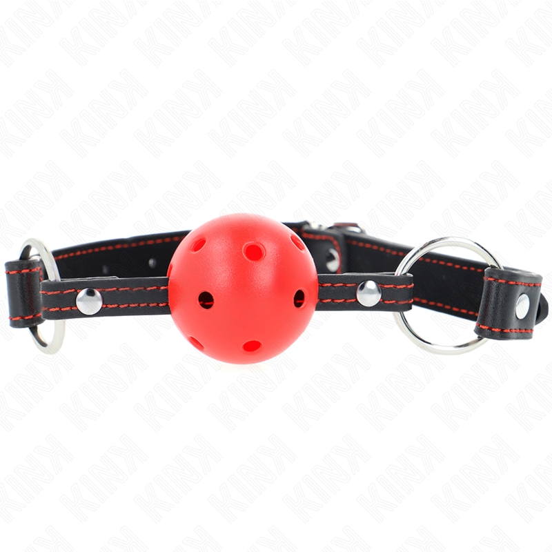 KINK - MORDAZA DE BOLA ROJA DURA Y HUEGA MODELO 2 65 x 2,5 CM