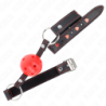 KINK - MORDAZA DE BOLA ROJA DURA Y HUEGA MODELO 2 65 x 2,5 CM