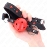 KINK - MORDAZA DE BOLA ROJA DURA Y HUEGA MODELO 2 65 x 2,5 CM
