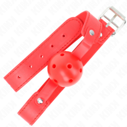 KINK - BOLA ROJA TRANSPIRABLE DE 4,5 CM, MORDAZA DE 65 x 2,5 CM