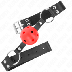 KINK - BOLA TRANSPIRABLE DE 4 CM CON DOBLE REMACHE ROJO 62,5 x 2,5 CM AJUSTABLE 42-58 CM