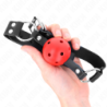 KINK - BOLA TRANSPIRABLE DE 4 CM CON DOBLE REMACHE ROJO 62,5 x 2,5 CM AJUSTABLE 42-58 CM