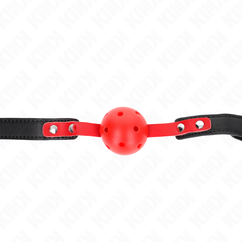 KINK - BOLA ROJA HUECO Y DURA DE 4 CM, MORDAZA, ​​CORREA NEGRA DE 60 x 2 CM, AJUSTABLE DE 37 A 52 CM