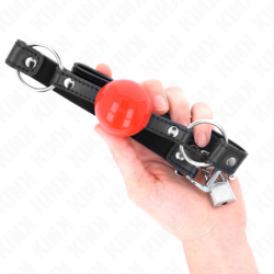 KINK - BOLA DE 4 CM CON CIERRE, BOLA ROJA, CORREA NEGRA DE 60 X 2 CM