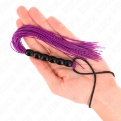KINK - MINI látigo de silicona con 6 cuentas moradas, 26 cm