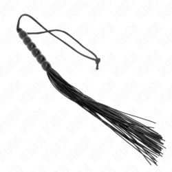 KINK - MINI látigo de silicona con 6 cuentas negras, 26 cm