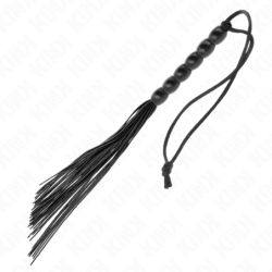 KINK - MINI látigo de silicona con 6 cuentas negras, 26 cm
