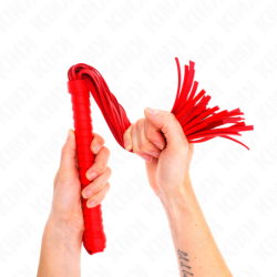 LÁTIGO KINK CON MANGO TEXTURIZADO ROJO DE 48,5 CM