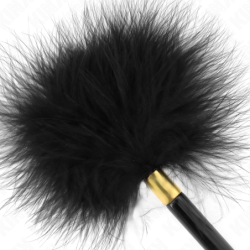 KINK - PLUMAS DE METAL NEGRO DORADO PARA COSQUILLAS 18 CM
