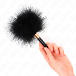 KINK - PLUMAS DE METAL NEGRO DORADO PARA COSQUILLAS 18 CM