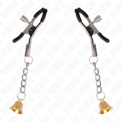 KINK - PINZAS PARA PEZONES CON COLGANTE DE CAMPANA DORADA DE 6 CM