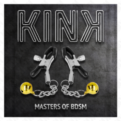 KINK - PINZAS PARA PEZONES CON COLGANTE DE CAMPANILLA DORADA DE 6 CM