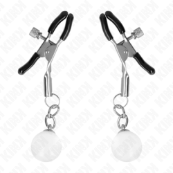 KINK - PINZAS PARA PEZONES CON CUENTAS DE VIDRIO, PLATEADAS, 6 CM