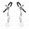 KINK - PINZAS PARA PEZONES CON CUENTAS DE VIDRIO, PLATEADAS, 6 CM