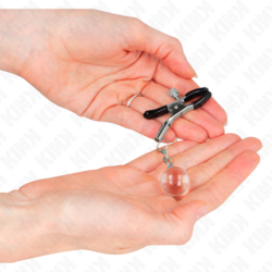 KINK - PINZAS PARA PEZONES CON CUENTAS DE VIDRIO, PLATEADAS, 6 CM
