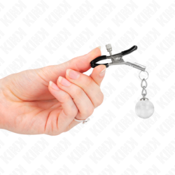 KINK - PINZAS PARA PEZONES CON CUENTAS DE VIDRIO, PLATEADAS, 6 CM