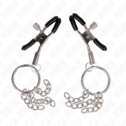 KINK - Pinza para pezón con aro y cadenita plateada de 6 cm