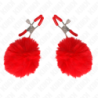 KINK - Pinza para pezón con bola de piel sintética roja de 6 cm