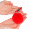 KINK - Pinza para pezón con bola de piel sintética roja de 6 cm