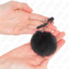 KINK - Pinza para pezón con bola de piel sintética negra de 6 cm