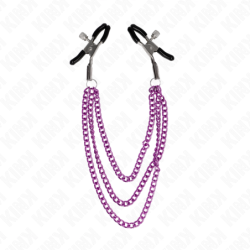 KINK - PINZAS PARA PEZONES CON 3 CADENAS MORADO 20/23/28 CM