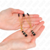 KINK - PINZAS PARA PEZONES FINAS DORADAS CON 3 CUENTAS DE CRISTAL NEGRAS DE 7 CM
