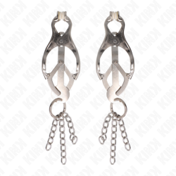 KINK - PINZAS PARA PEZONES CON FORMA DE TRÉBOL JAPONÉS Y PEQUEÑAS CADENAS DE PLATA