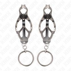 KINK - Pinzas para pezones con junta tórica y diseño de trébol japonés, color plata.