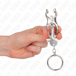 KINK - Pinzas para pezones con junta tórica y diseño de trébol japonés, color plata.
