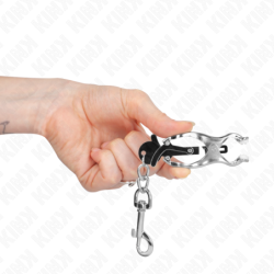 KINK - PINZAS PARA PEZONES CON FORMA DE TRÉBOL JAPONÉS Y GANCHOS, COLOR PLATA