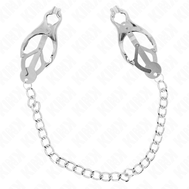 KINK - PINZAS PARA PEZONES CON FORMA DE TRÉBOL JAPONÉS CON CADENA, PLATA, 30 CM