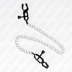 Pinzas para pezones KINK - Cadena plana, color plata, 30 cm