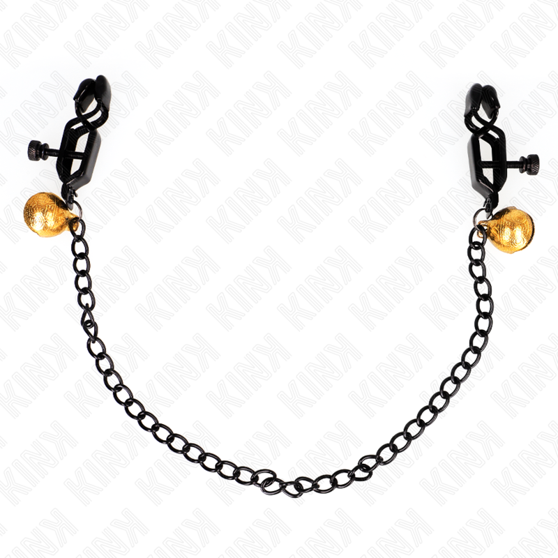KINK - PINZAS PARA PEZONES DE CADENA PLANA CON CAMPANA, PLATA, 30 CM