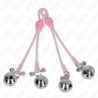 KINK - PINZAS PARA PEZONES CON FORMA DE CALAVERA LUMINOSA CON ANILLOS Y CAMPANILLAS, AJUSTABLES, ROSA/PLATEADO