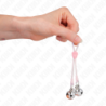 KINK - PINZAS PARA PEZONES CON FORMA DE CALAVERA LUMINOSA CON ANILLOS Y CAMPANILLAS, AJUSTABLES, ROSA/PLATEADO