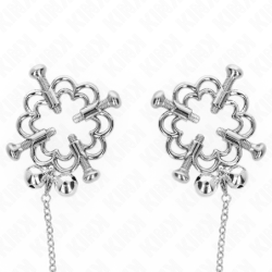 KINK - PINZAS PARA PEZONES CON FORMA DE FLOR METÁLICA Y CADENA