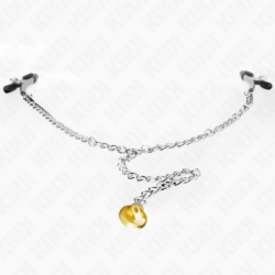 KINK - PINZAS PARA PEZONES CON CADENA Y COLGANTE DE CUERNO DE 30 CM