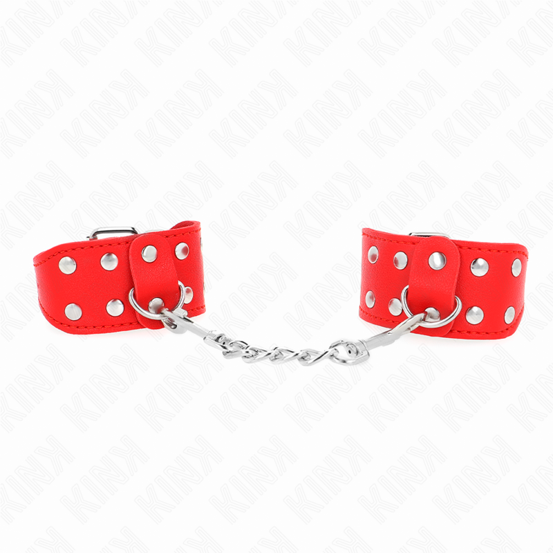 KINK - PULSERAS CON DOBLE LÍNEA DE REMACHES AJUSTABLES ROJOS