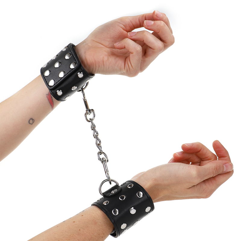 KINK - SUJECIÓN DE MUÑECA CON CIERRE A PRESIÓN, REMACHES, NEGRO, AJUSTABLE, 19-24 CM X 5,5 CM